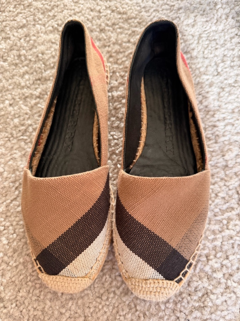 Burberry Beige, Brown & Black Check Canvas Espadrilles